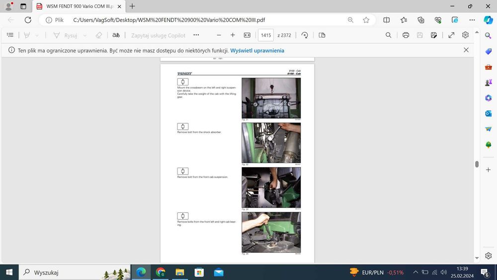 Fendt 300,400,600,700,800,900 Kombajny INSTRUKCJE Napraw Manuale PDF