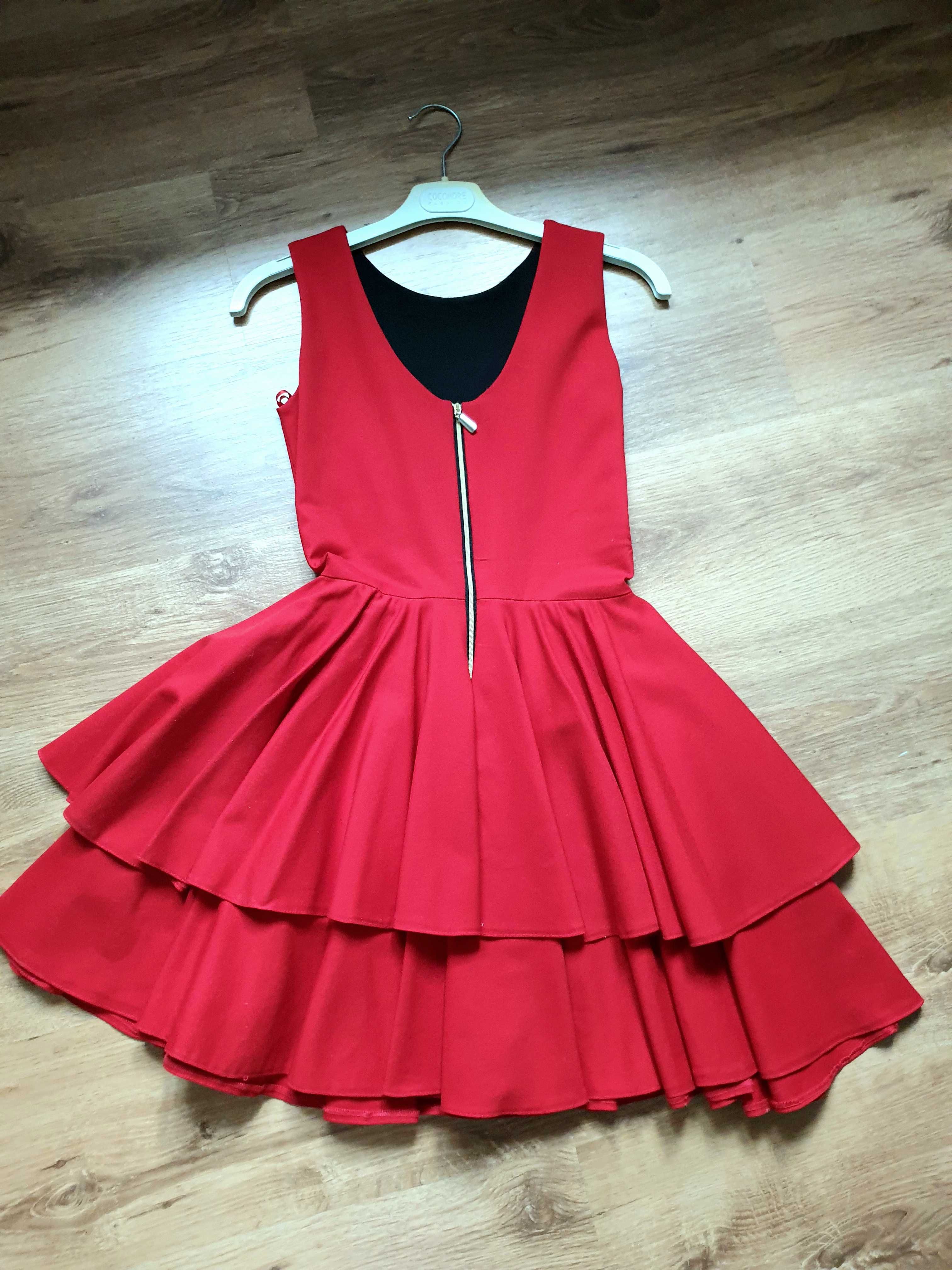 Sukienka z falbanami czerwona XS/34