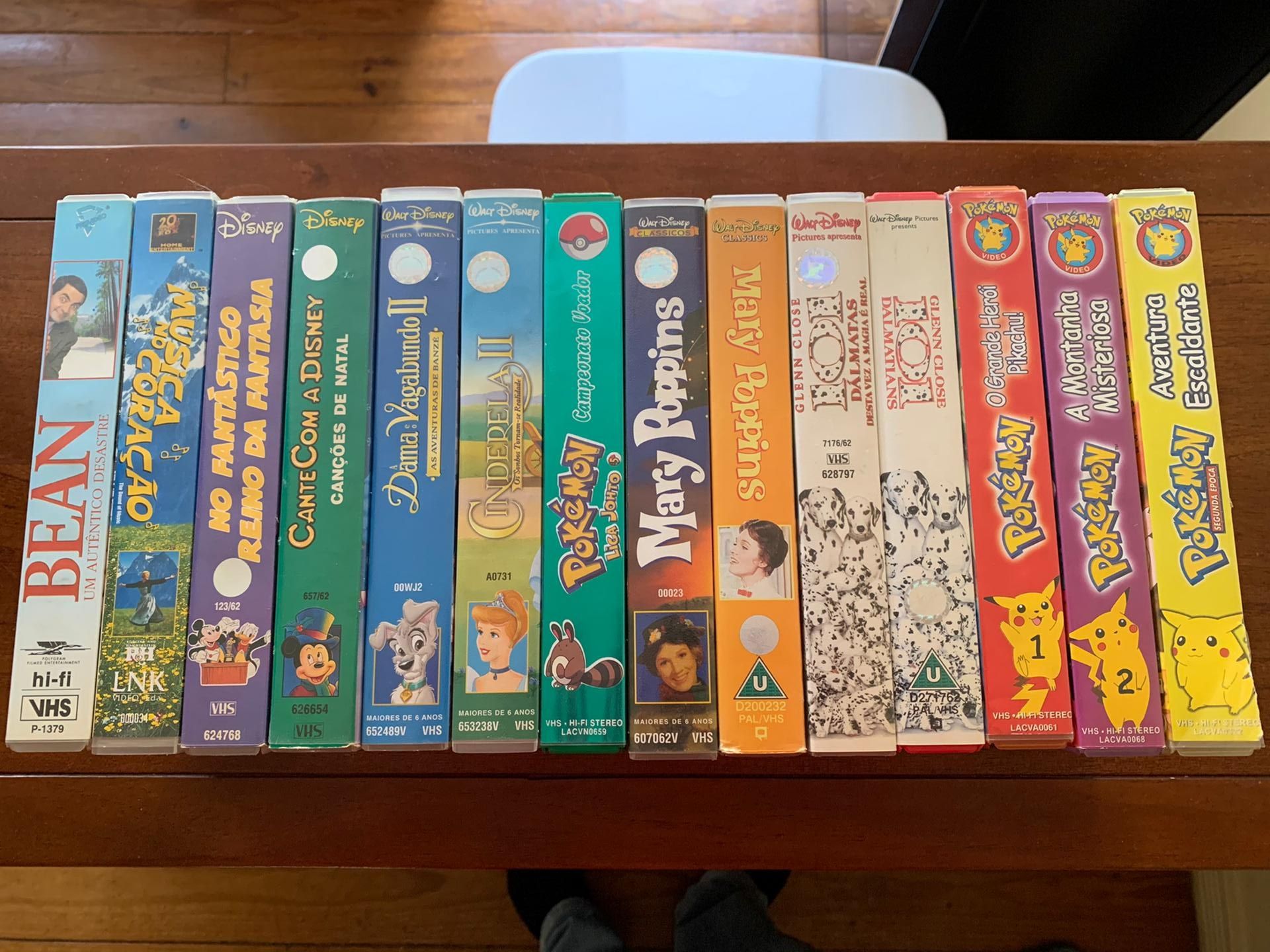 Filmes VHS, ver lista, ha Disney, tintim, Pokémon, entre outros