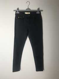 Ciemnoszare długie jeansy, rurki z zameczkiem Zara