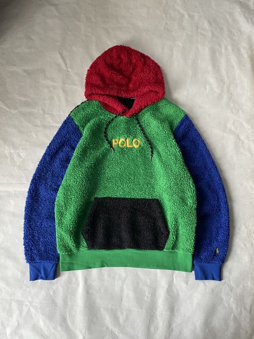 Ralph Lauren Color Blocked Pile Fleece Hoodie Sherpa худи флисовый