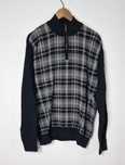 Dziadkowy Swetr Sweter w Kratę Crewneck zapinany XL Geoffrey Beene