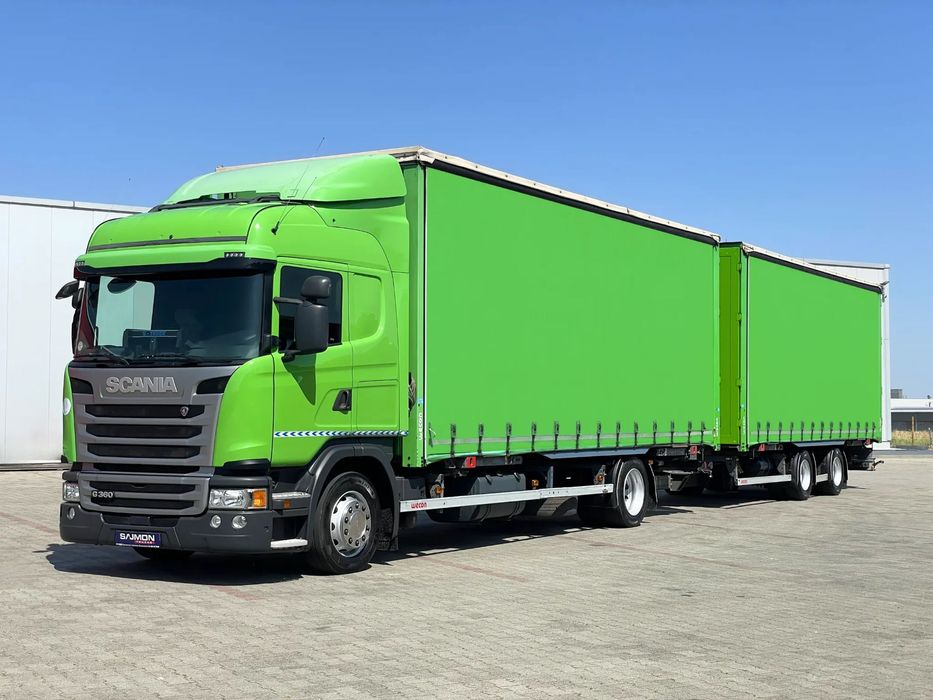 Scania G360 / ZESTAW TANDEM 120 M3 / BDF / PRZEJAZDOWY / 7,75 M + 7,75 M / SALON PL  38 palet serwisowany przestrzenny jumbo