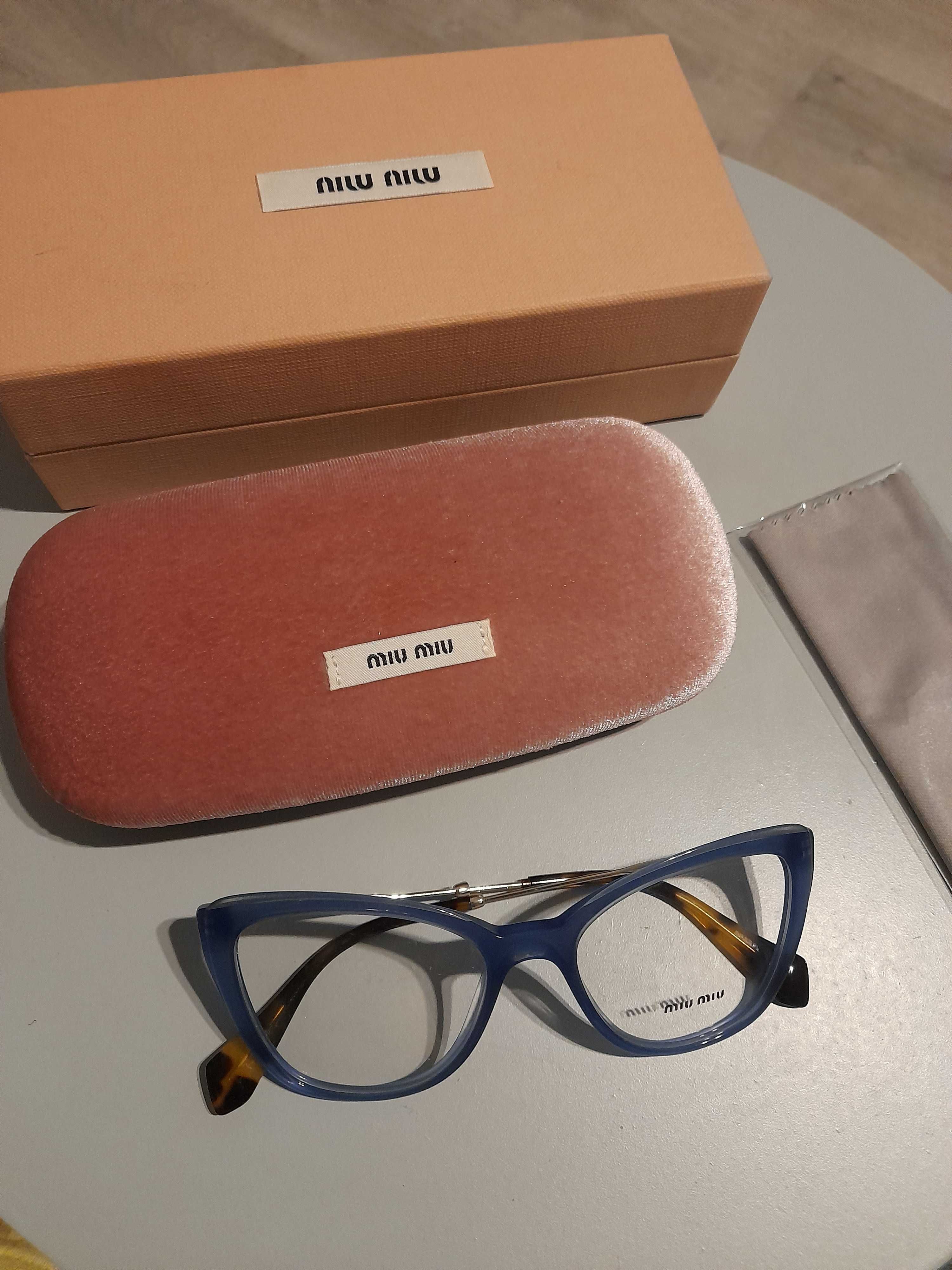 Miu miu 021 51 nowe oprawy korekcyjne okulary niebieskie metal kocie