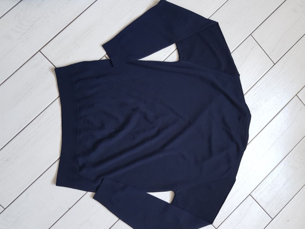 Granatowy sweter męski. L 100% wełna z merynosów