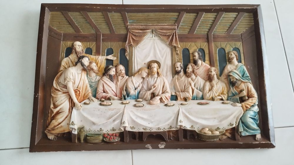 Quadro sagrada família ceia de Jesus e os apóstolos
