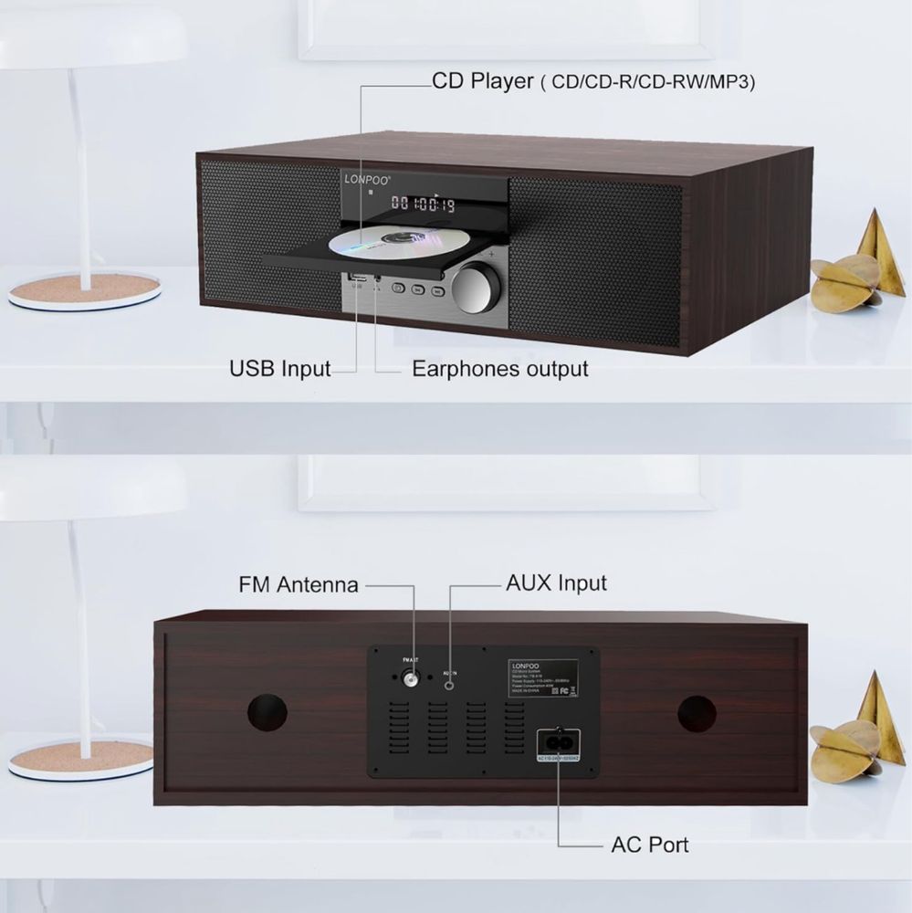 Lonpoo Kompaktowy zestaw stereo domowy