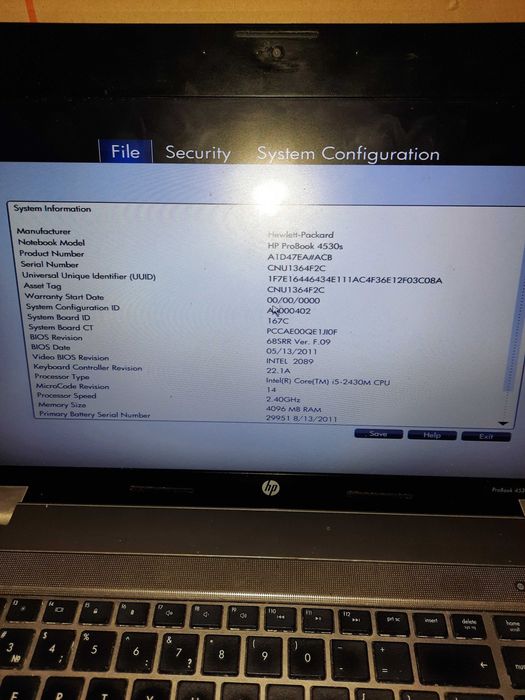 HP ProBook 4530  экран корпус