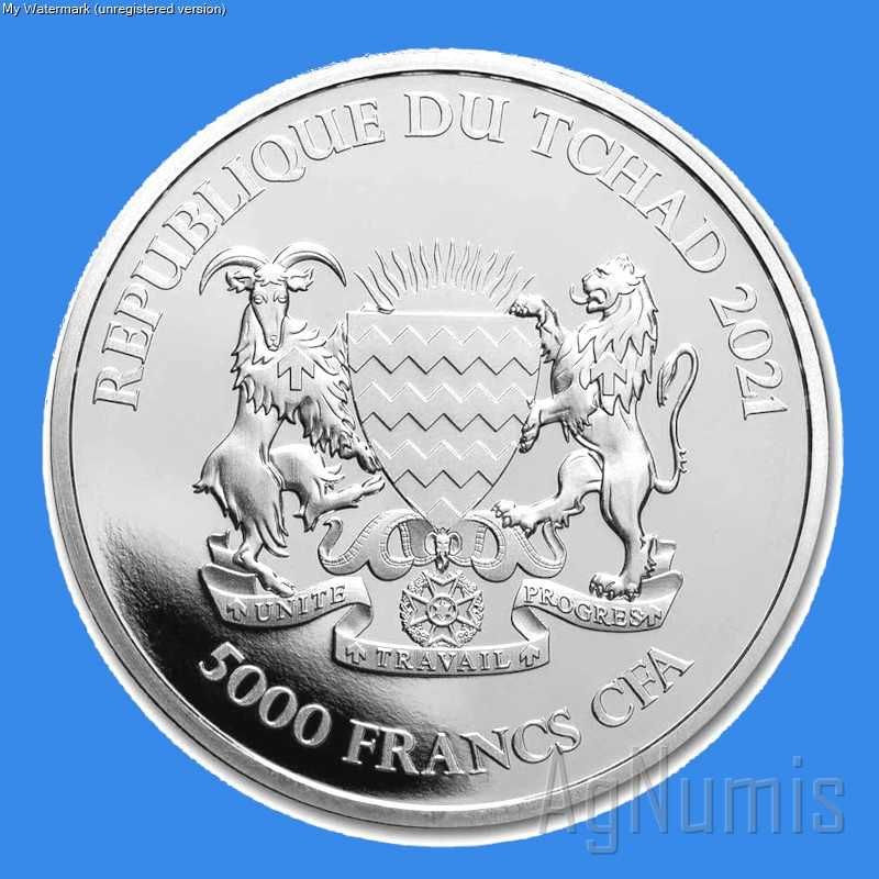 Moeda 1 Onça de Prata Pura 999-Chad Mandala Antílope 2021-Francos CFA