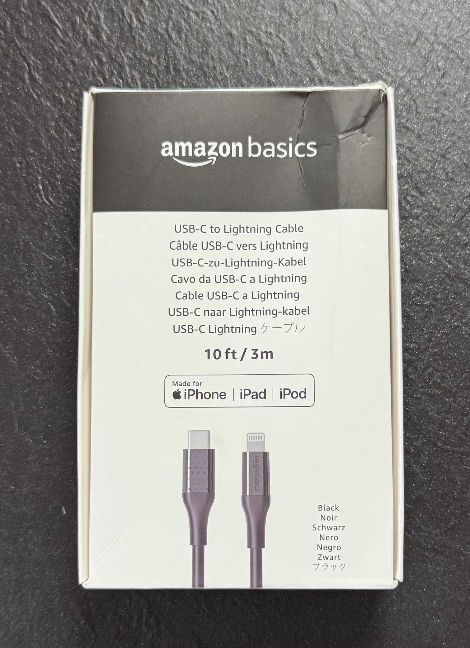 Kabel AmazonBasic USB typ C Apple Lightning 3 m czarny