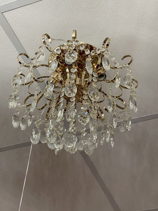 Люстра пристельова кришталева золота 4/6 ламп