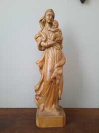 Stara drewniana figura Matka Boska z dzieciątkiem rzeźba 45cm