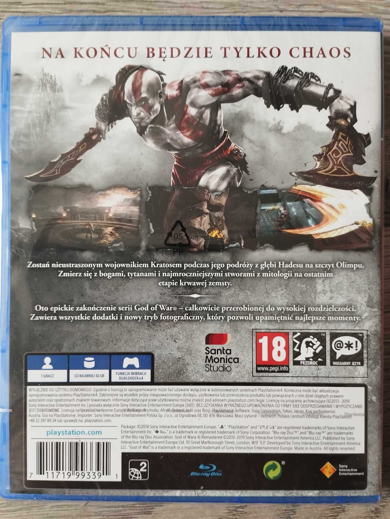 Nowa Gra God of War 3  Remastered  Polska Wersja PS4/PS5 Playstation