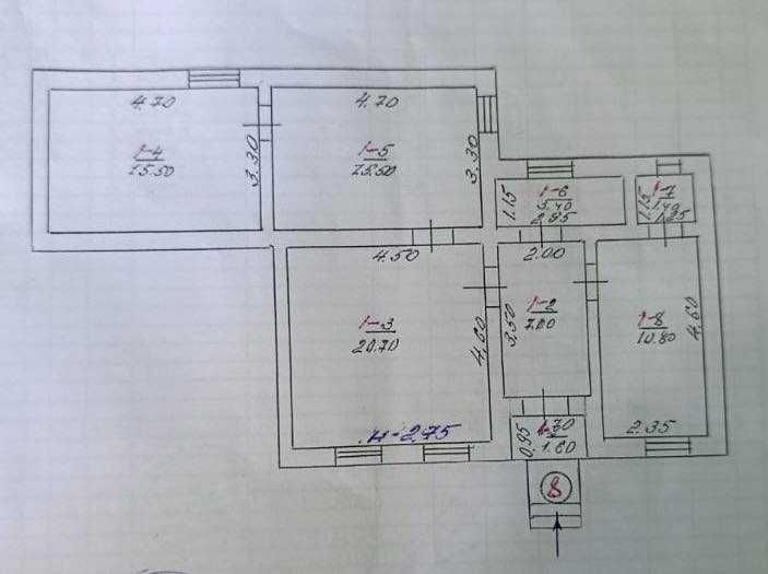 Продам частину одноповерхового будинку з окремим входом і невеликою