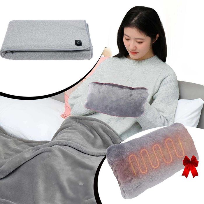 Электро одеяло с USB 160×80 см от повербанка + Грелка для рук с USB