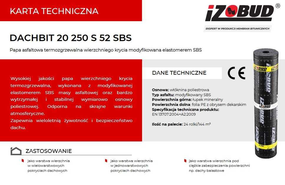 Papa termozgrzewalna 5,2 IZOBUD DACHBIT 20 250 S 52 SBS