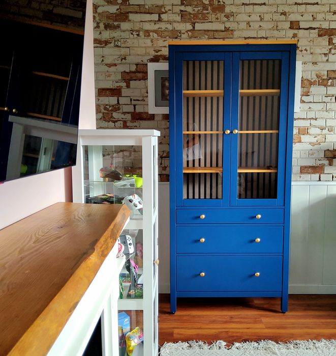 Kredens drewniany witryna ikea hemnes leksvik regal szafa komoda