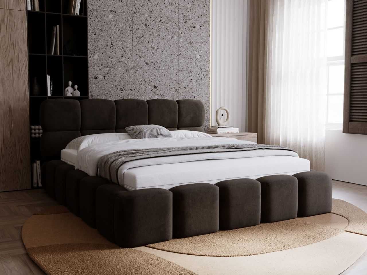 Łóżko tapicerowane SANTO 120/140/160/180x200 tkanina boucle