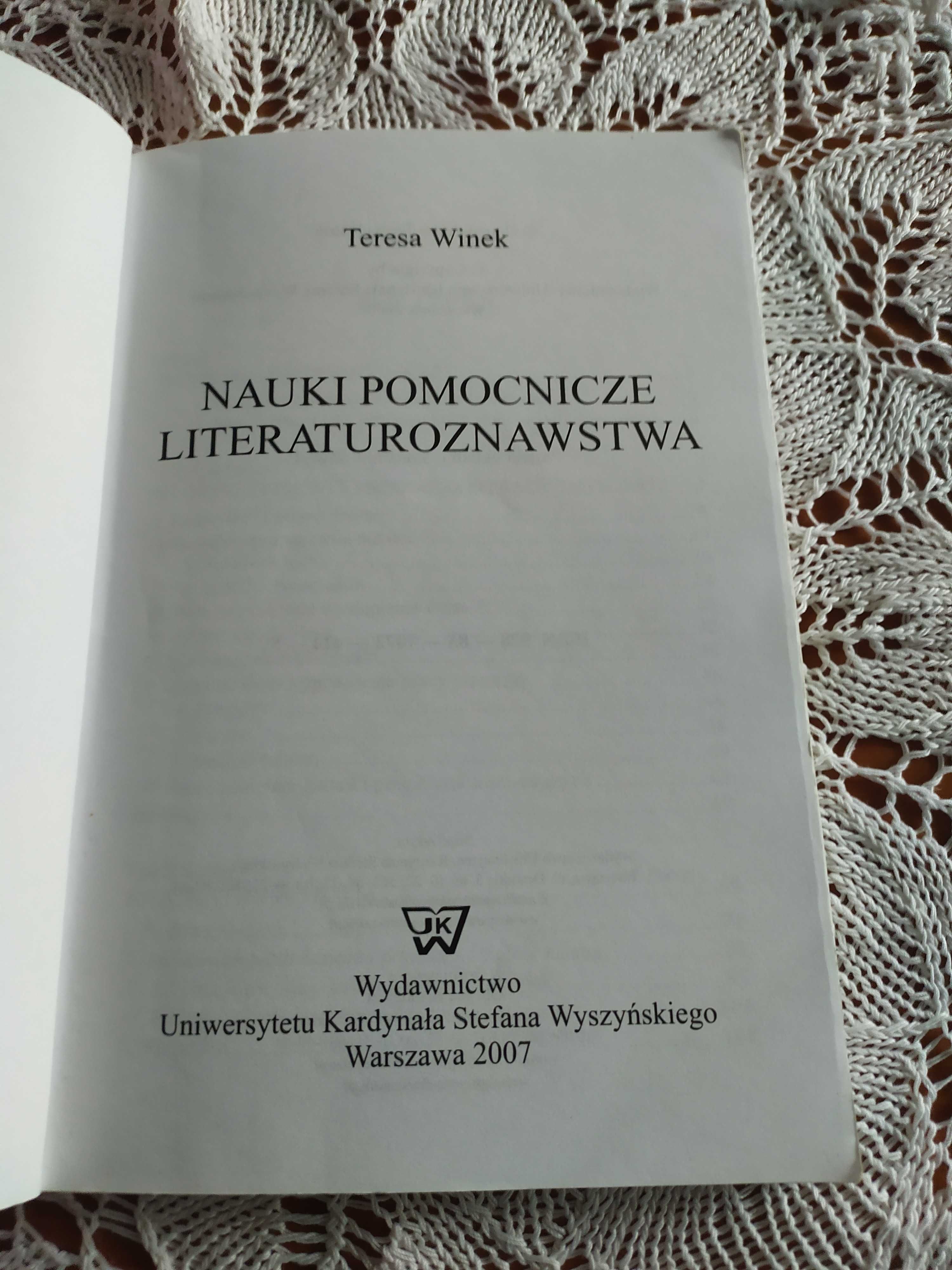 Nauki pomocnicze literaturoznawstwa - Teresa Winek