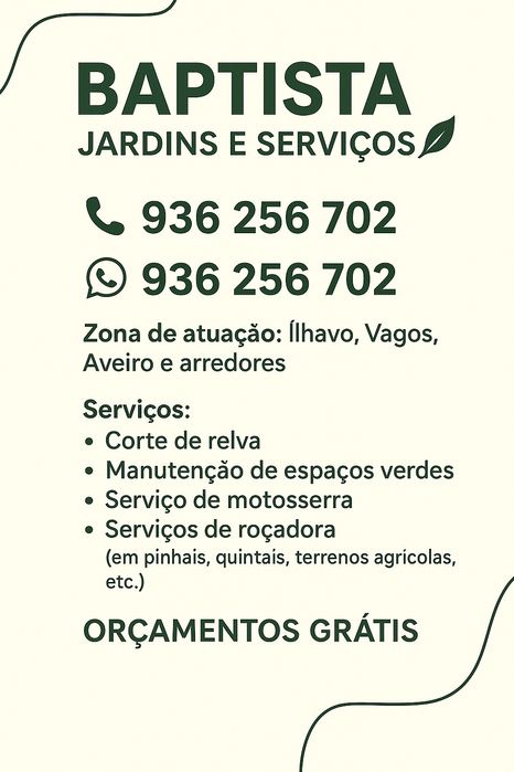 Jardinagem, limpeza de terrenos e serralharia