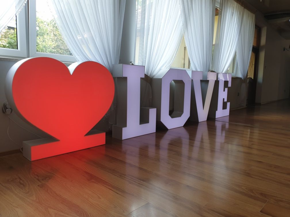 FOTOLUSTRO,napisy LED -LOVE, MIŁOŚĆ, SERCE, 18,Bańki mydlane