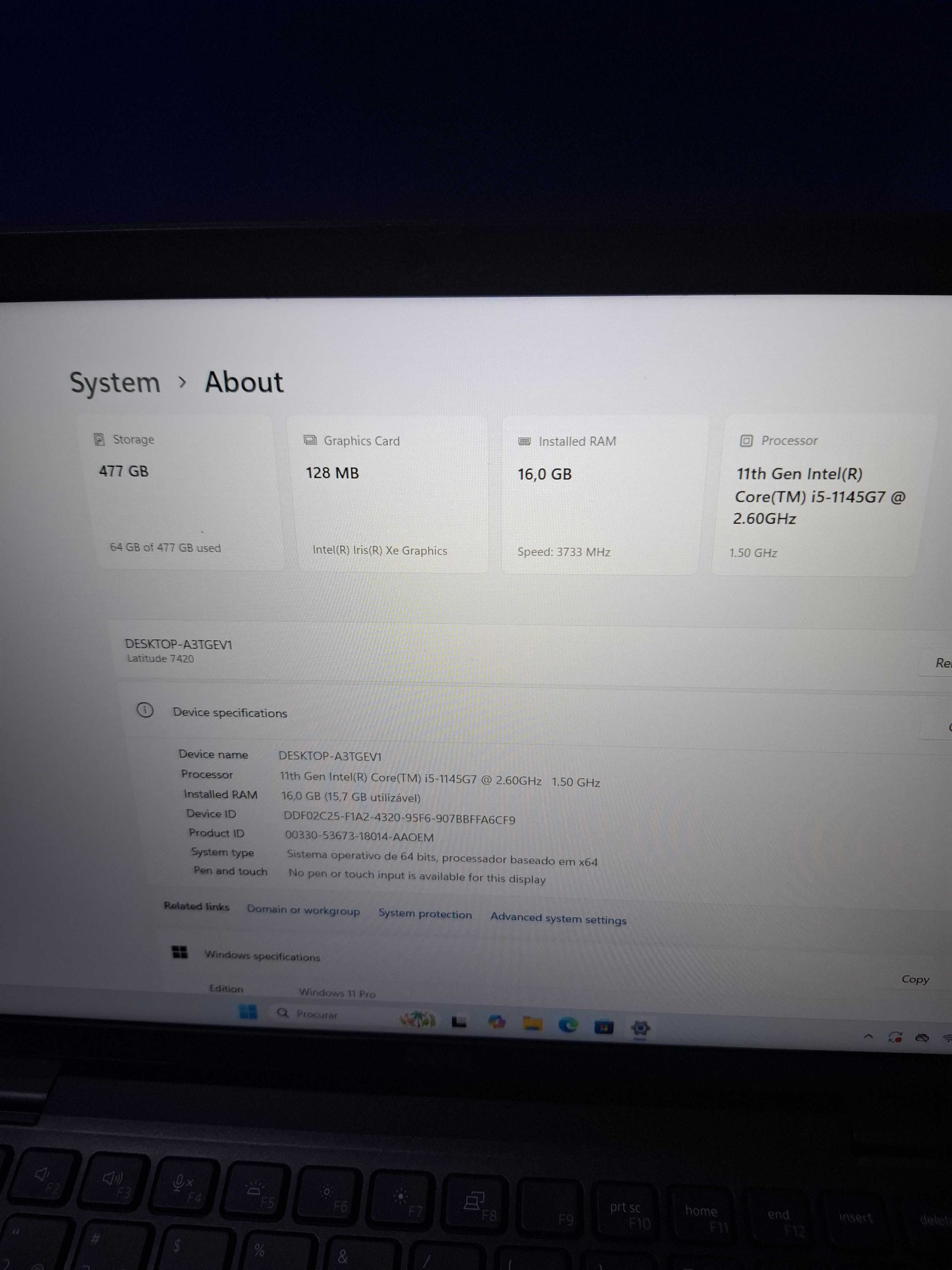 Dell Latitude 7420 16gbram Corei5 disco 500gb windowos 11 igual a novo