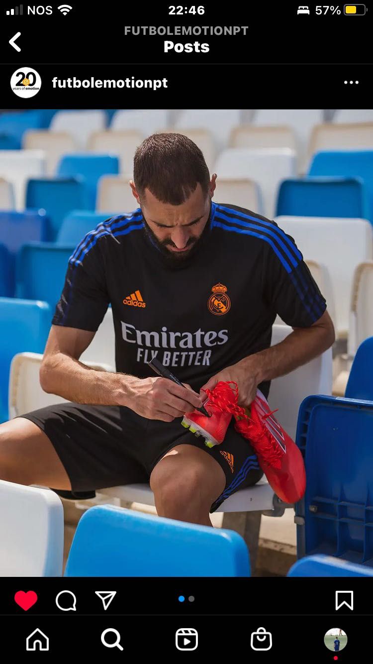 Chuteiras oficiais adidas Speedflow.1 assinadas pelo Karim Benzema