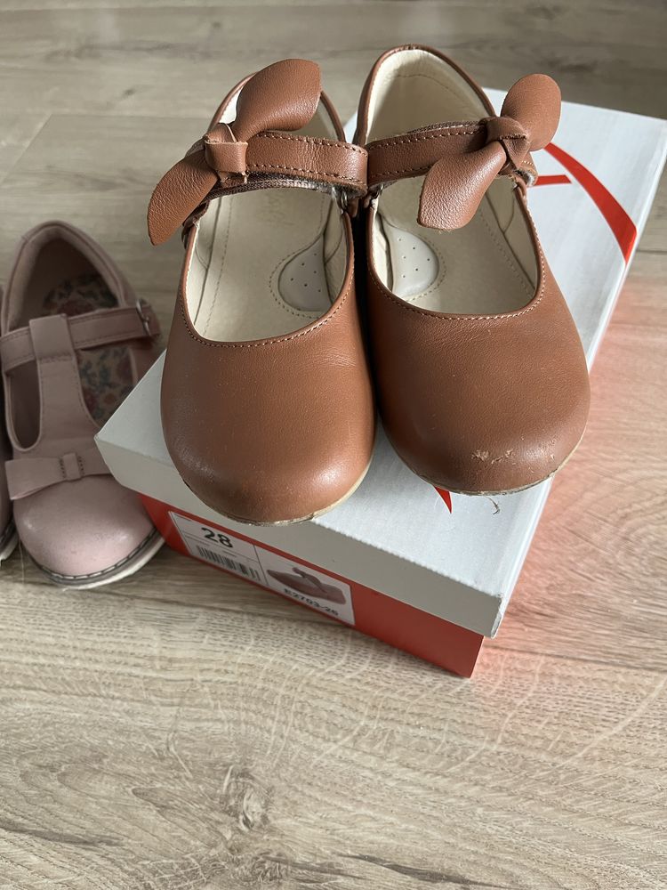Baleriny baletki emel 28 brązowe kokardka buty buciki