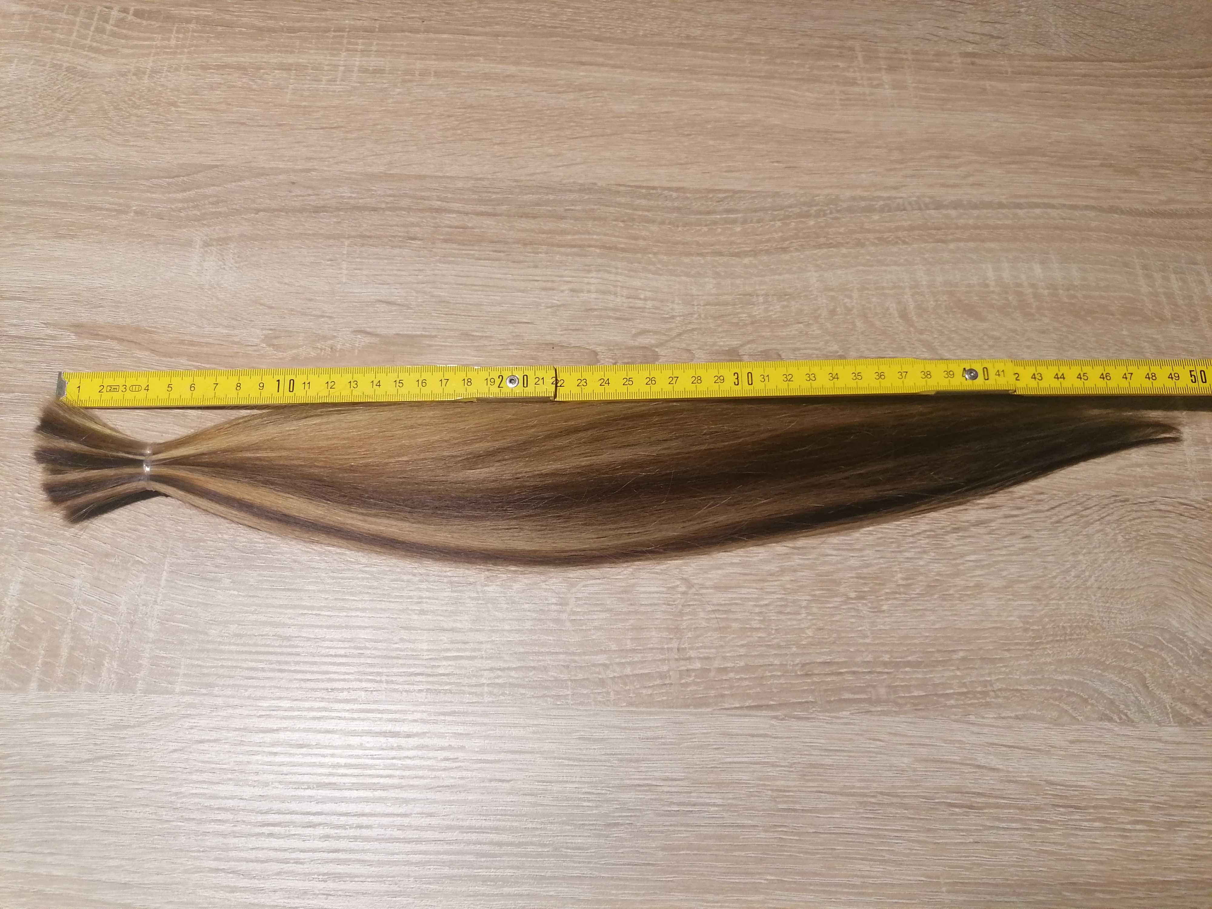 Włosy naturalne słowiańskie 50cm blond pasemka ok. 100 pasmek / 72g