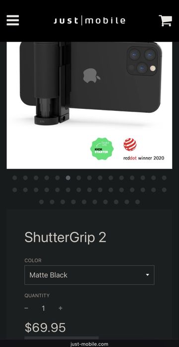 Shutter Grip2 (JustMobile) для iPhone, Samsung, Pixel мобільний тримач