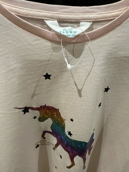 Футболка рожева з єдинорогом для дівчинки, 164-170