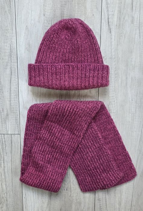 Ciepły komplet handmade czapka szalik wełniany wełna wool ull hatt hat