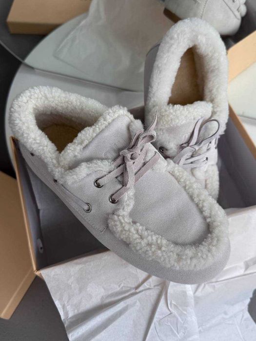 Жіночі зимові лофери Miu Loafers Winter Light Grey (світло-сірі) M005