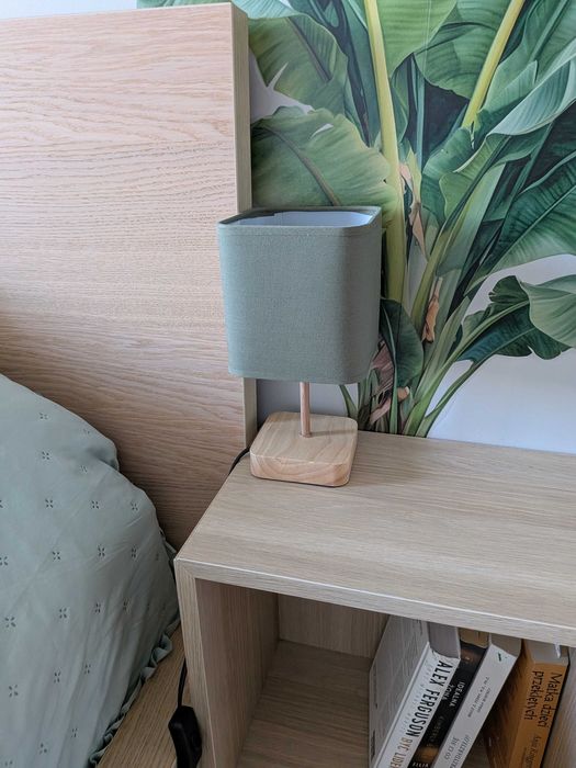 2x Lampka nocna Akora zielona z drewnem E14 Inspire