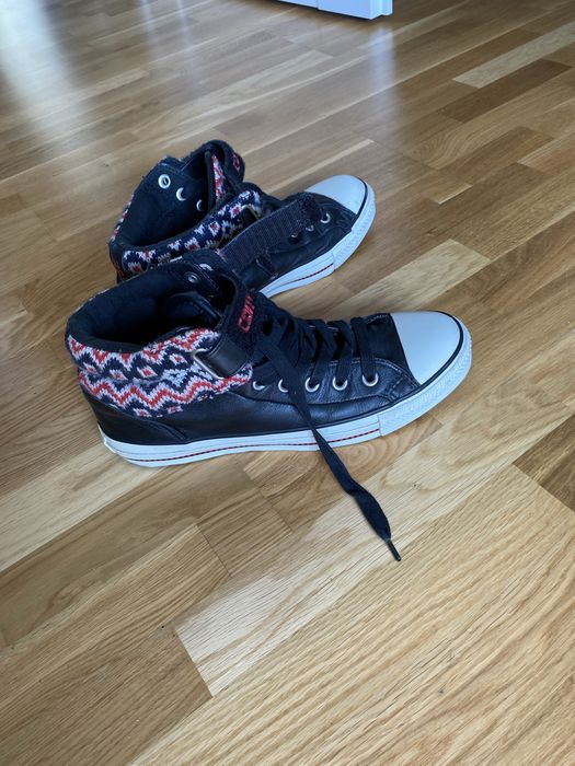 Trampki Converse, roz. 40, czrne+ wstawki wełniane.