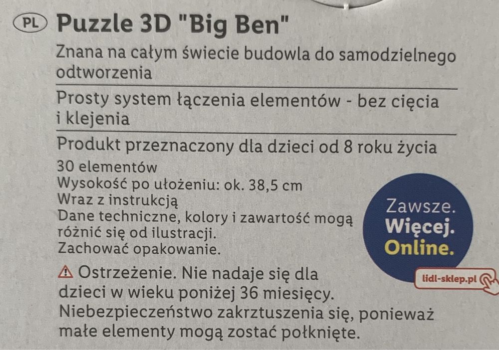 Big Ben puzzle 3D Playtive