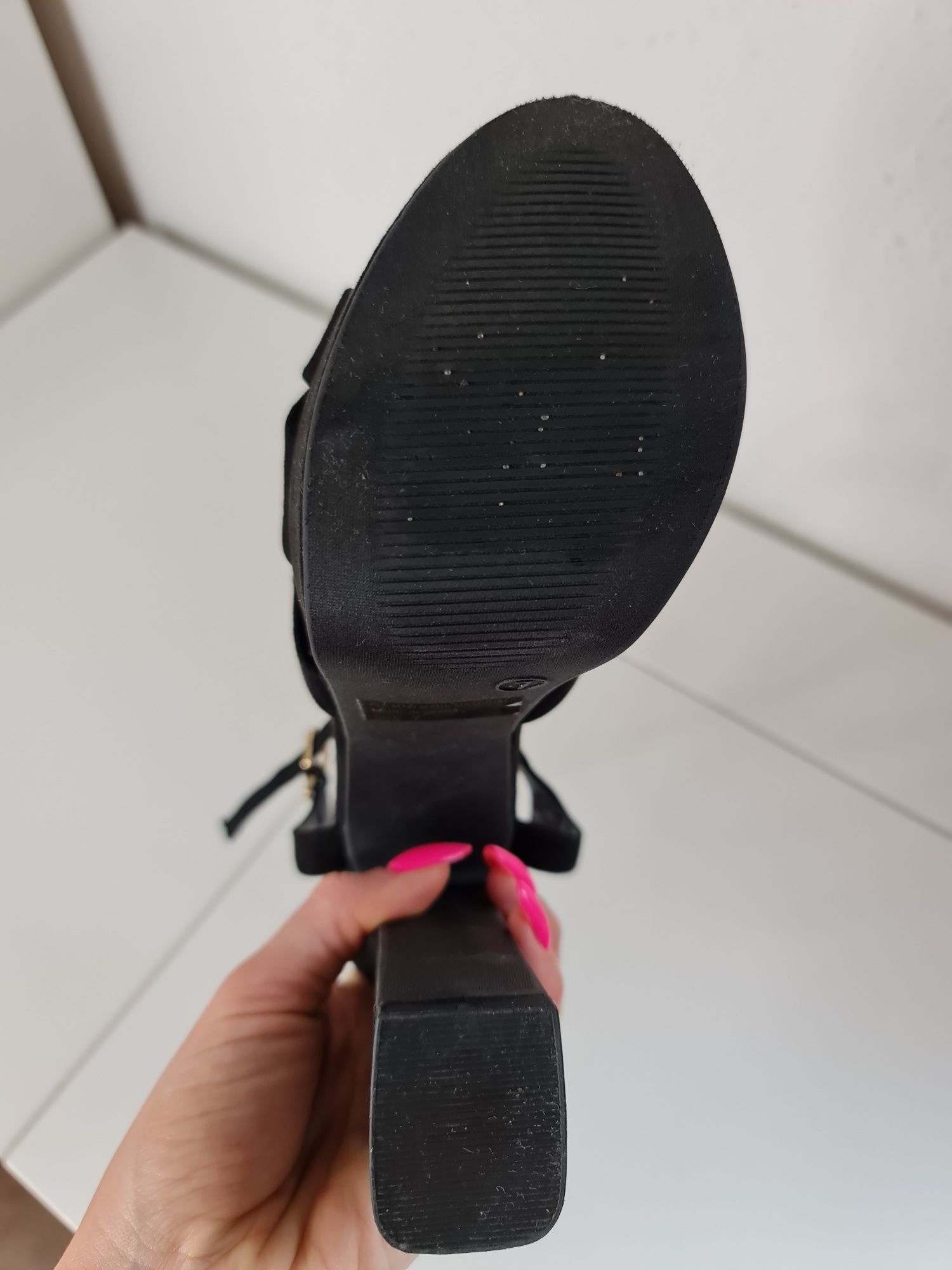 Sandały sandałki wysokie czarne na słupku rozmiar 38