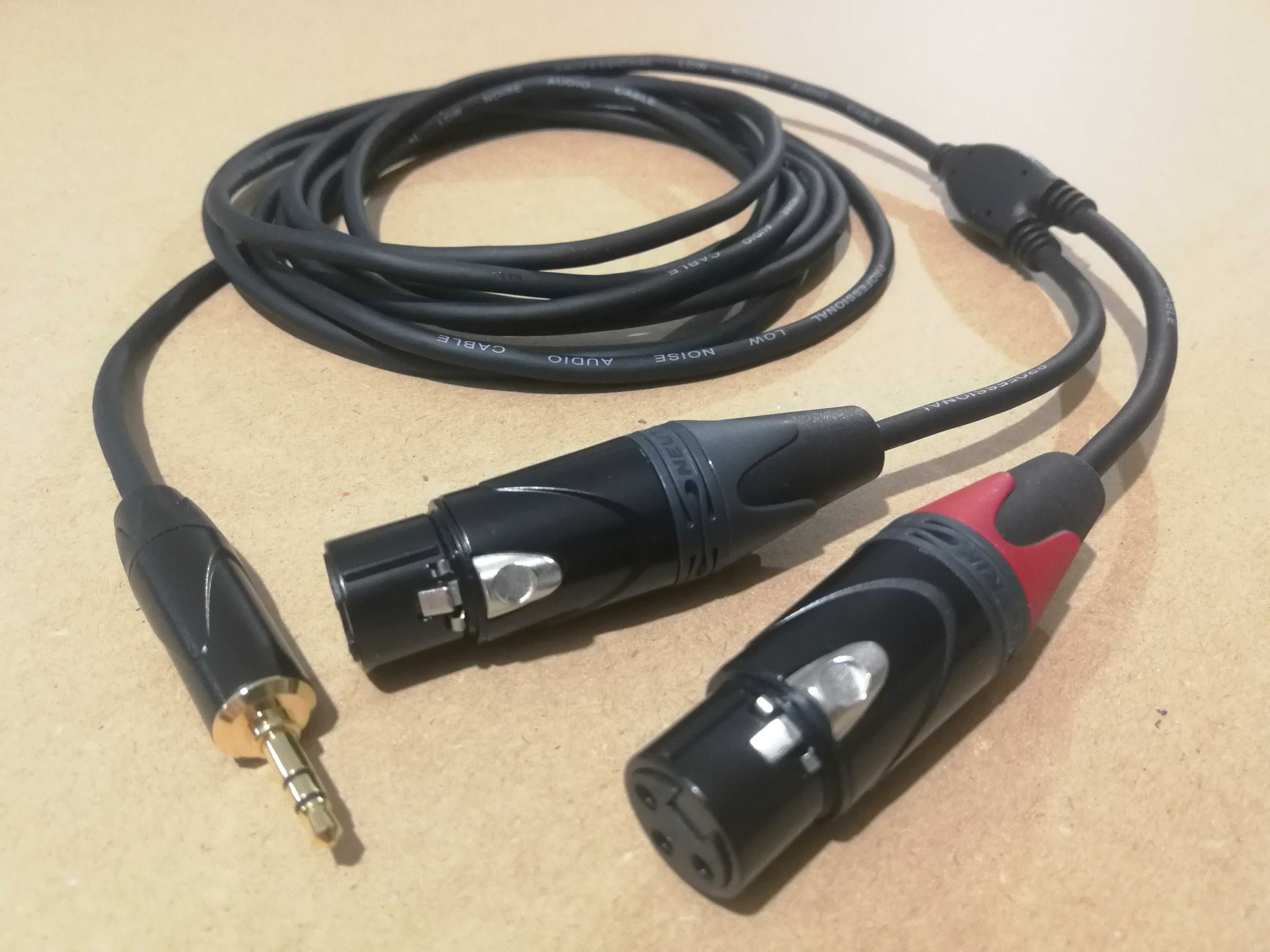 Kabel stereo JACK 3,5 > 2x XLR F do miksera tabletu komputera 3m