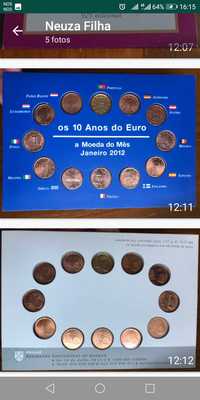 Moedas de 1centimo os 10 anos do euro mês de Janeiro
