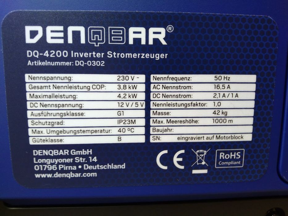 Генератор Інверторний бензиновий 4,2 кВт DQ4200 eblue 2.0