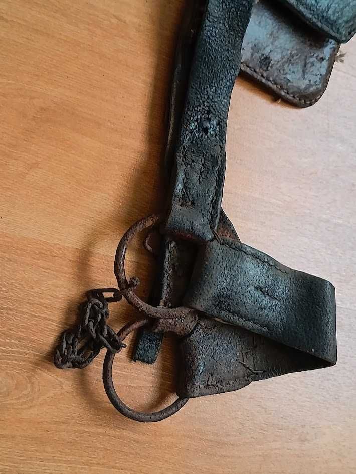 Cabeção couro genuíno século XX decoração equitação