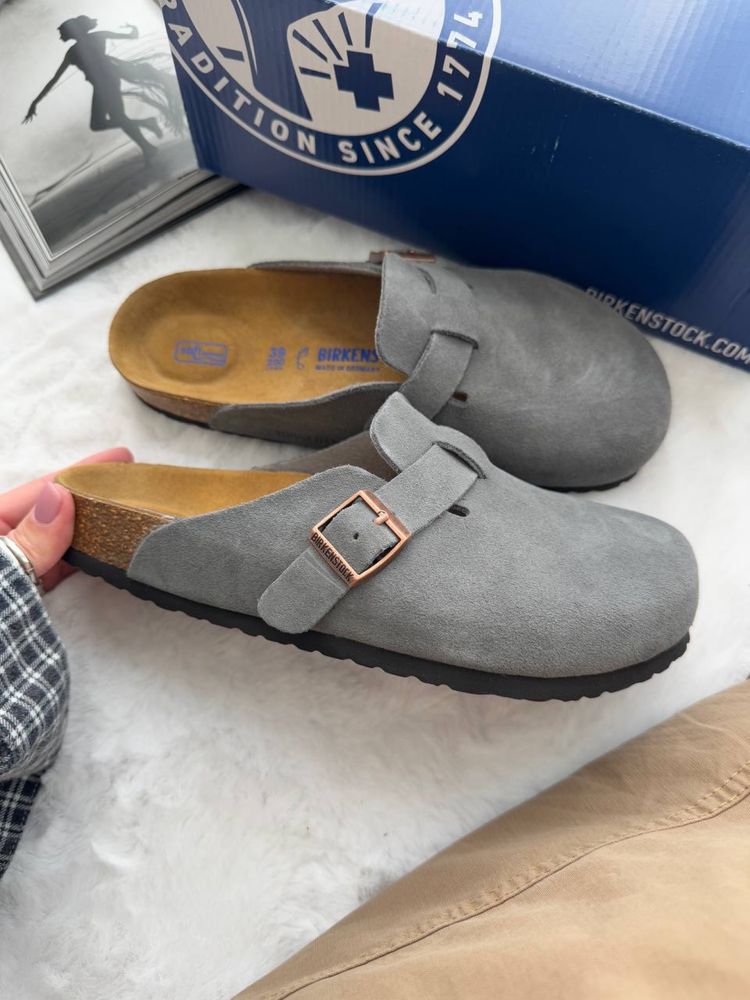 Birkenstock Boston Brown Beige Coffee Beige