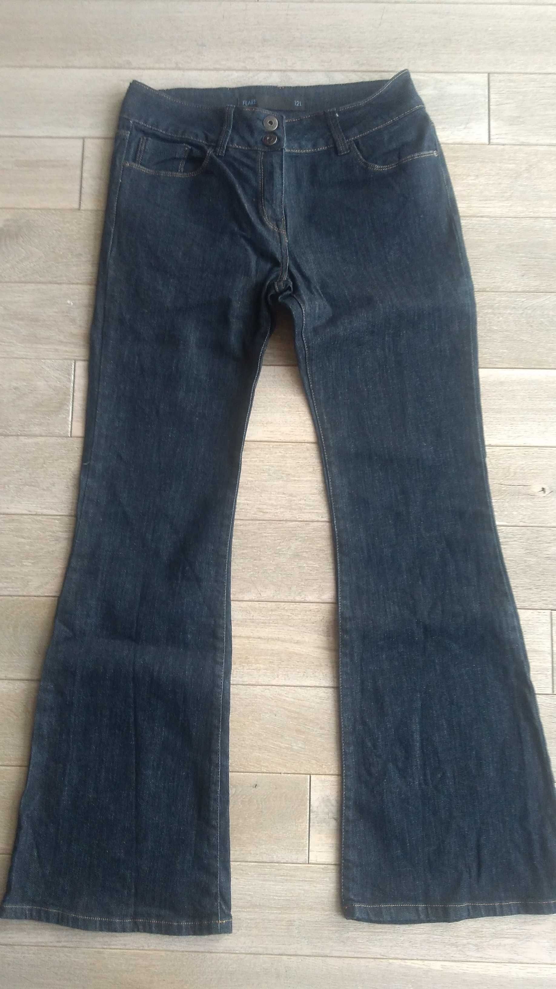 Ciemnogranatowe ładne jeansowe  spodnie jeansy dżinsy Next Flare 40