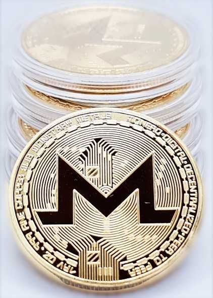 Сувенирная монета monero в золотом цвете (биткоин, лайткоин, bitcoin)