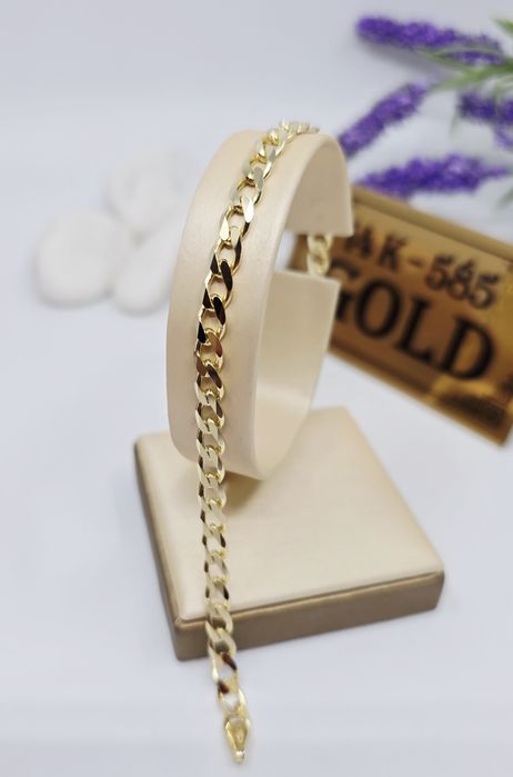 Złota bransoletka splot pancerka, pełna, męska próba 585 14k