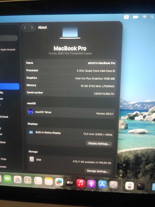 MacBook Pro 13' 2020 A2251 i5 10th/16Gb RAM/500GB SSD 74 цикла Retina
