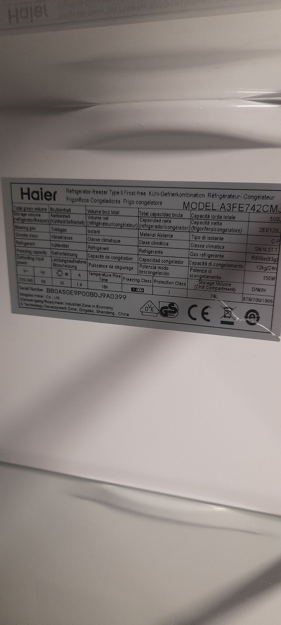 Lodowka HAIER 70 cm szeroka