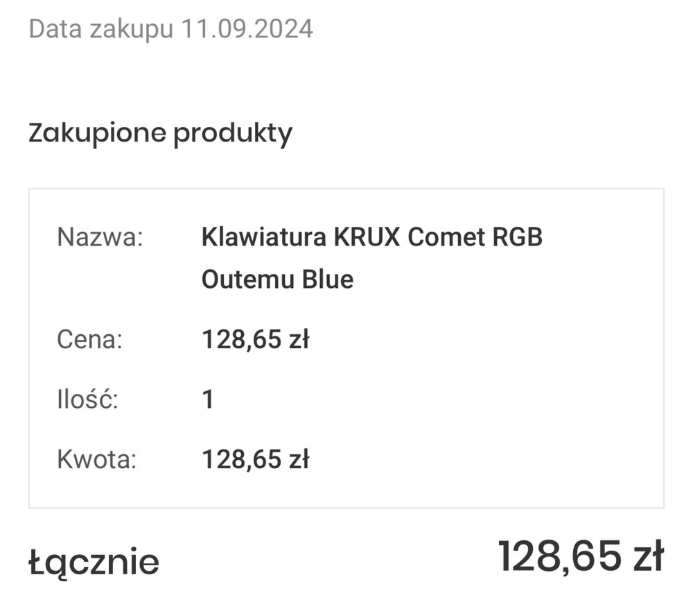 Klawiatura mechaniczna KRUX COMET RGB przewodowa