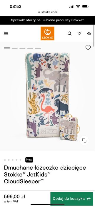 Jetkids stokke cloudsleeper lozeczko podrozne materac nowy