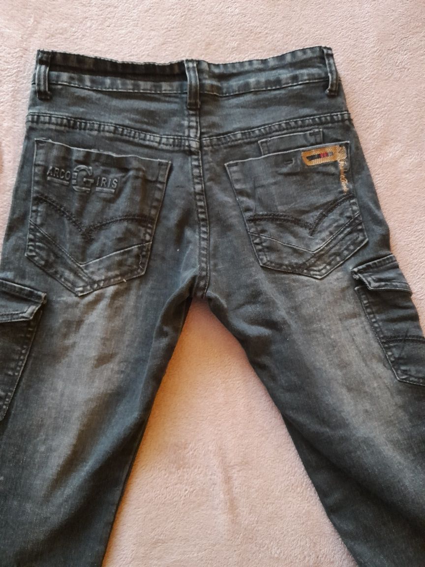 spodnie młodzieżowe chłopięce jeans czarne 146